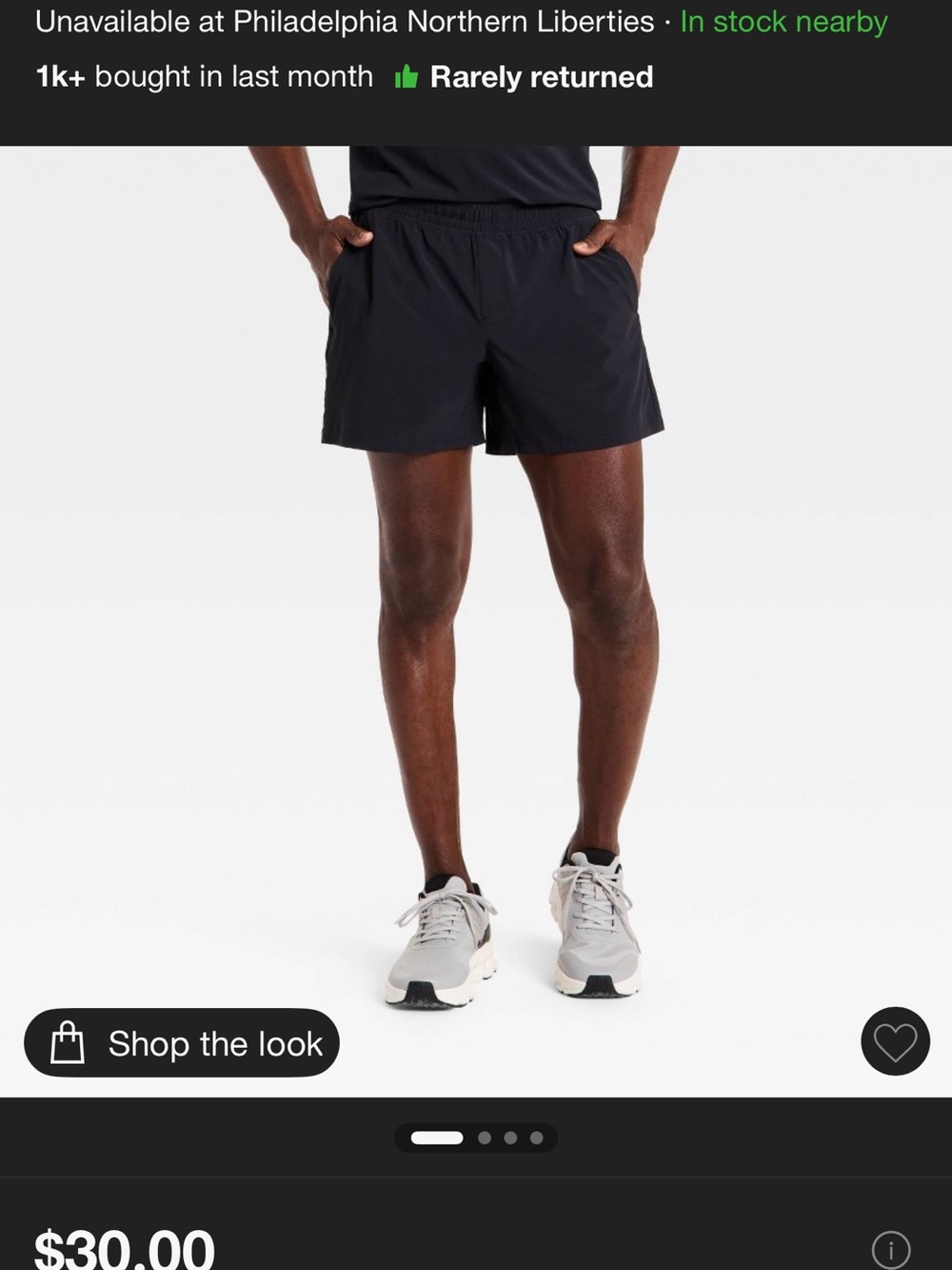 all in motion Men's Black Athletic Running Shorts